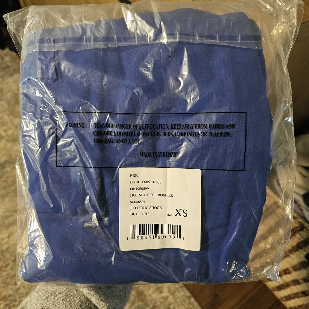 Free People Movement Hot Shot Tee Romper S. ELECTRIC SHOCK (Royal Blue) NWT - Picture 10 of 11